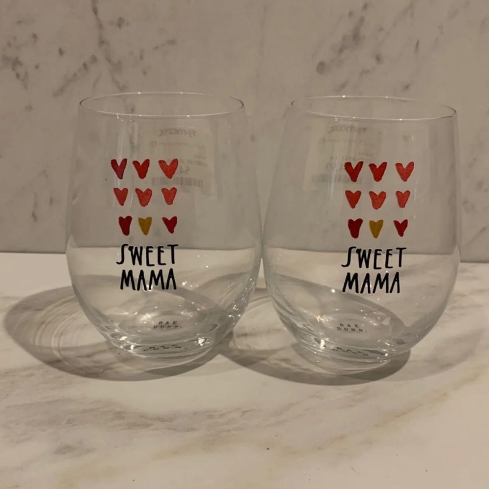 Rae Dunn Stemless Wine Glasses Sweet Mama new